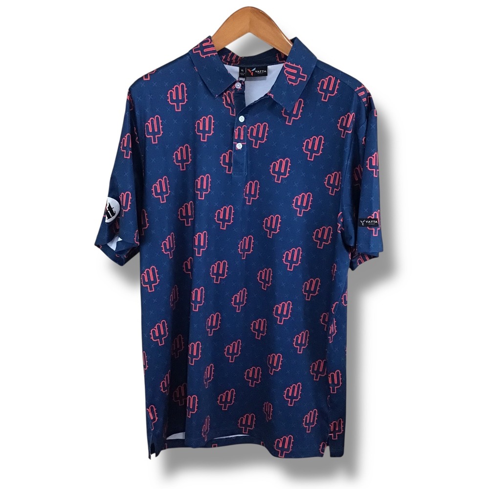 Yatta Golf Mens XL Desert‎ Heat Polo Shirt Cactus Performance Stretch New